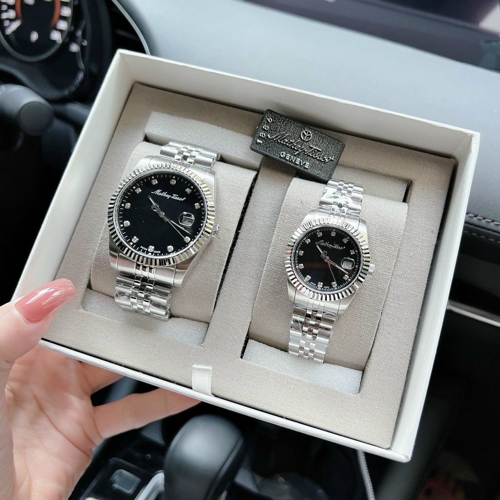 Đồng hồ đôi nam nữ dây thép Mathey Tissot H710AN Và D810AN