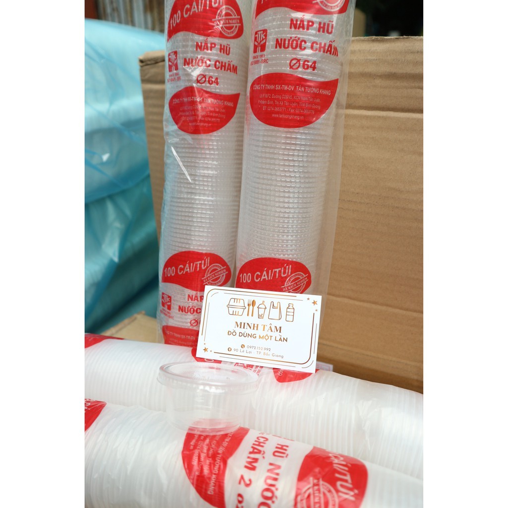 Hũ nước chấm 2 oz có kèm nắp - cốc đựng cháo dinh dưỡng loại nhỏ 2 oz kèm nắp - coc nhua dung mot lan