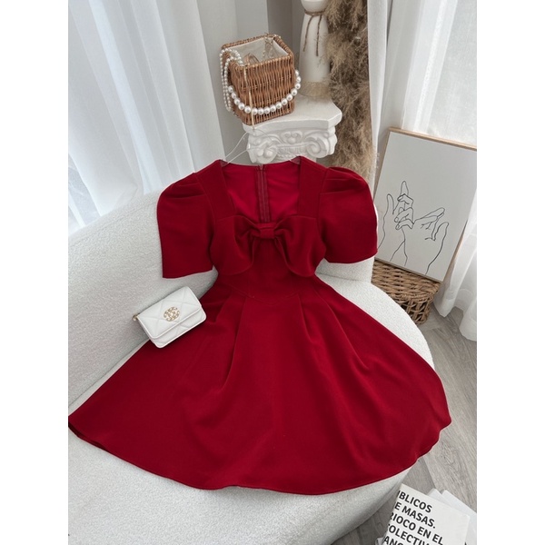 ĐẦM CỔ V NƠ NGỰC TO 2 MÀU