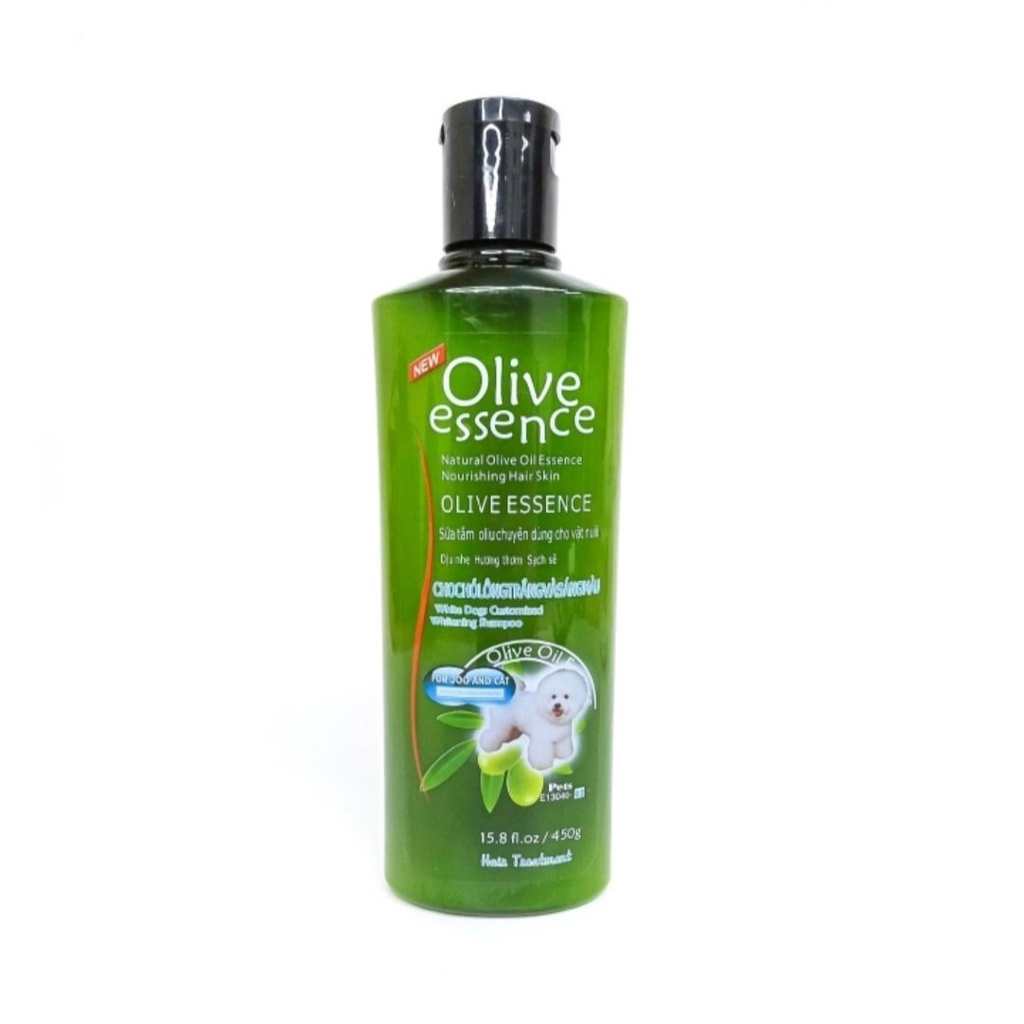 Sữa tắm chó mèo lông trắng - Dầu tắm Olive 450ml giúp mềm mượt lông, chăm sóc nuôi dưỡng lông, lưu hương thơm