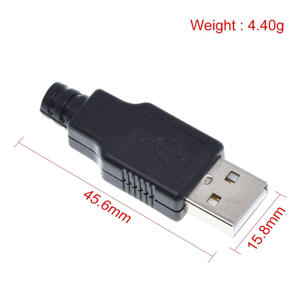 Set đầu cắm USB 4pin vỏ nhựa màu đen | BigBuy360 - bigbuy360.vn