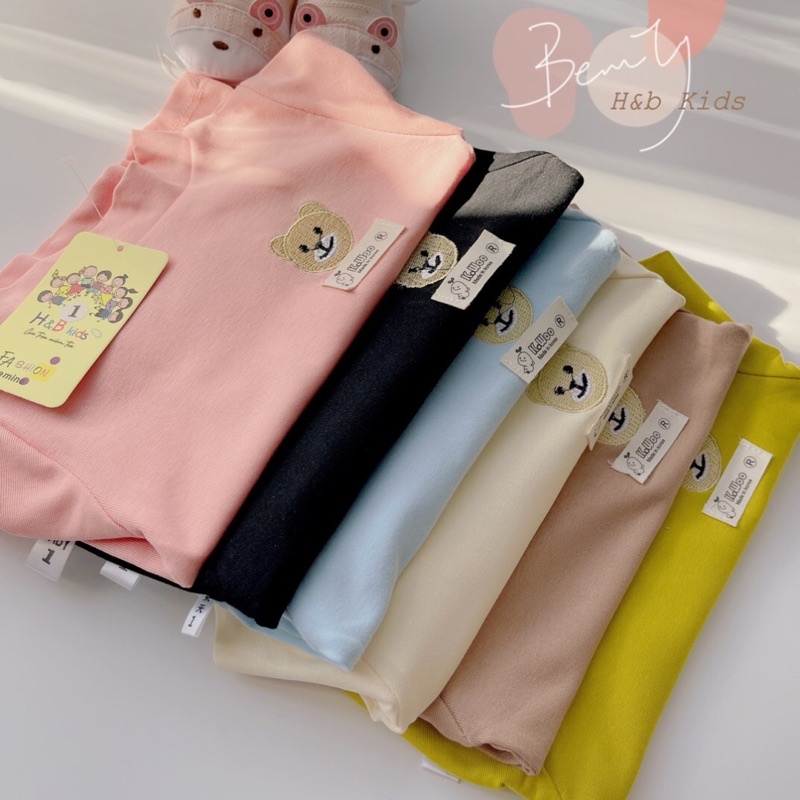 Áo giữ nhiệt cho bé cổ 3 phân chất zip hàn hình thêu gấu, quần áo trẻ em thu đông