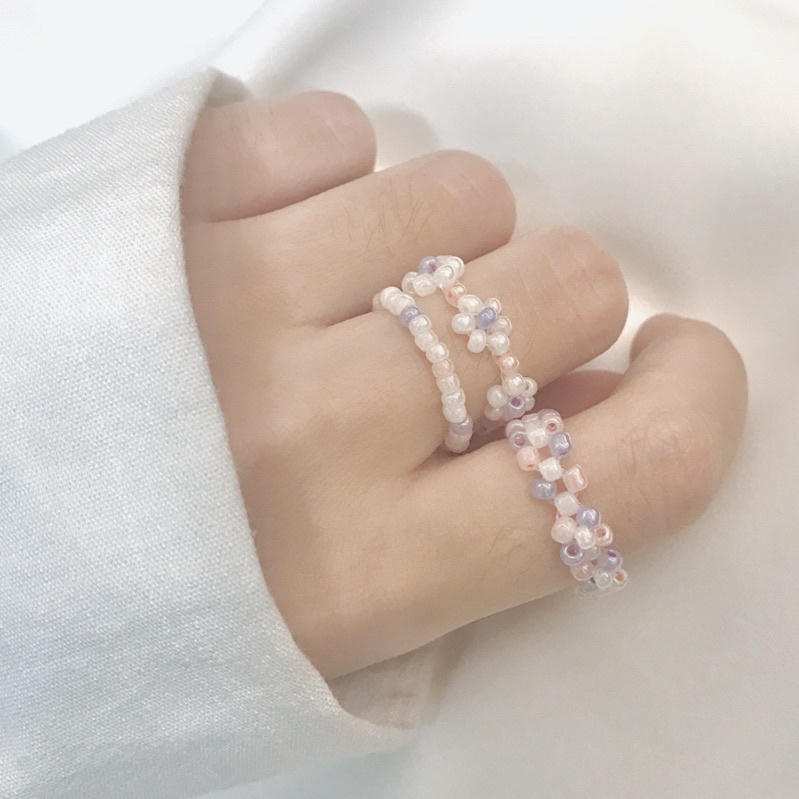 Handmade - Vòng tay & nhẫn hạt cườm bông hoa