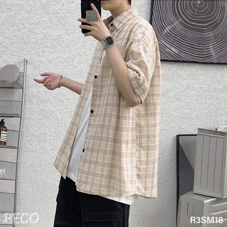 Áo sơ mi nam nữ Hàn Quốc cao cấp dáng rộng tay lỡ Shirt Loose R3SM18