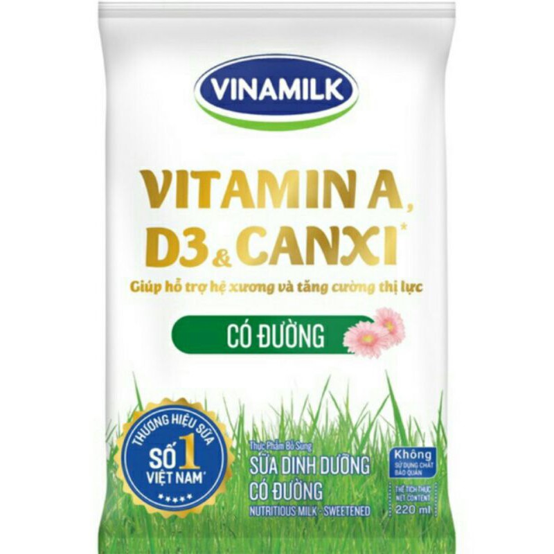 Thùng 48 Bịch Sữa Tươi Vinamilk 220ml Đủ Vị