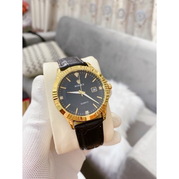 Đồng Hồ Rolex Nam Dây Da Viền Băm Cao Cấp Thời Trang Có Lịch Ngày Giá | BigBuy360 - bigbuy360.vn