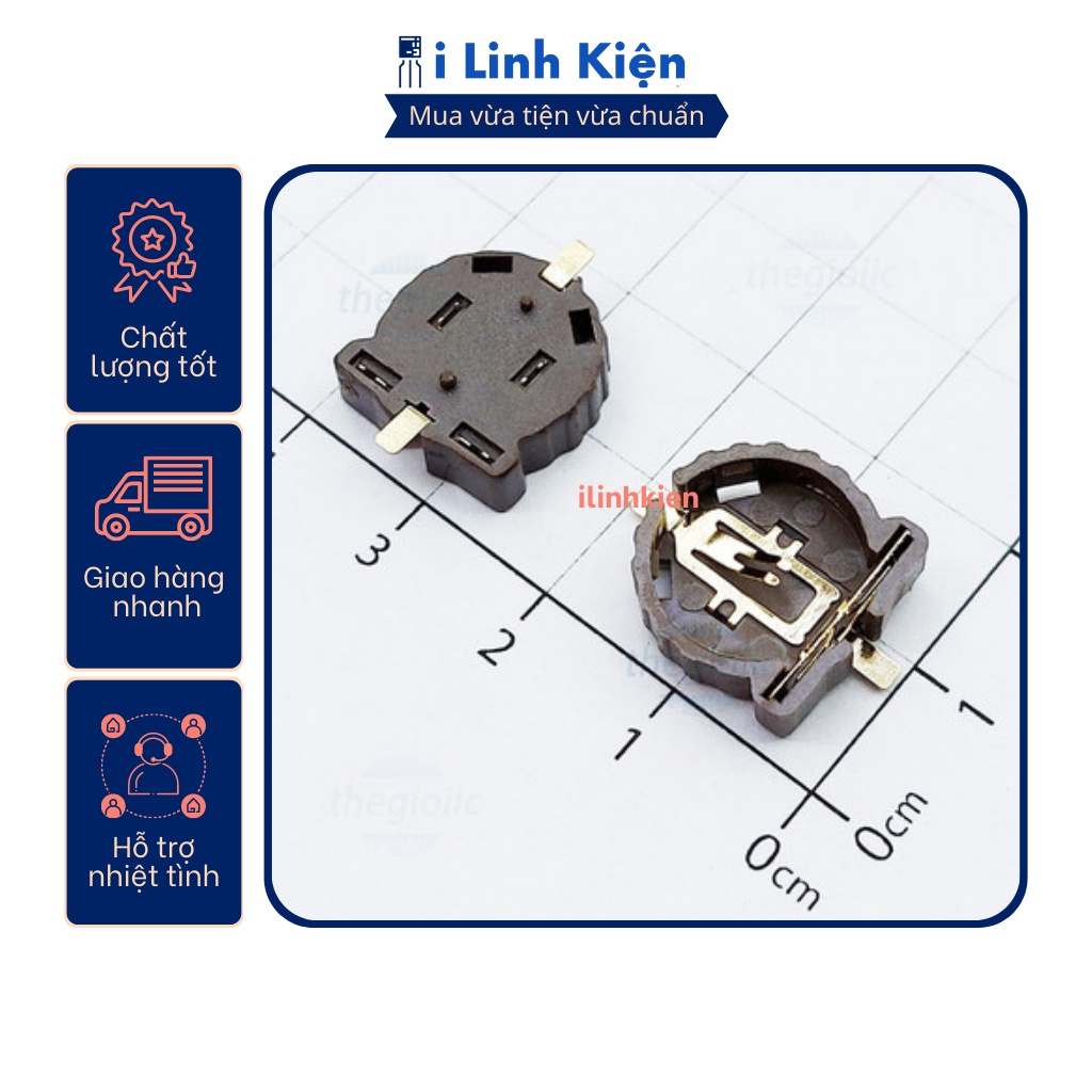 Đế pin CR1220 chân dán SMD, chân cắm DIP