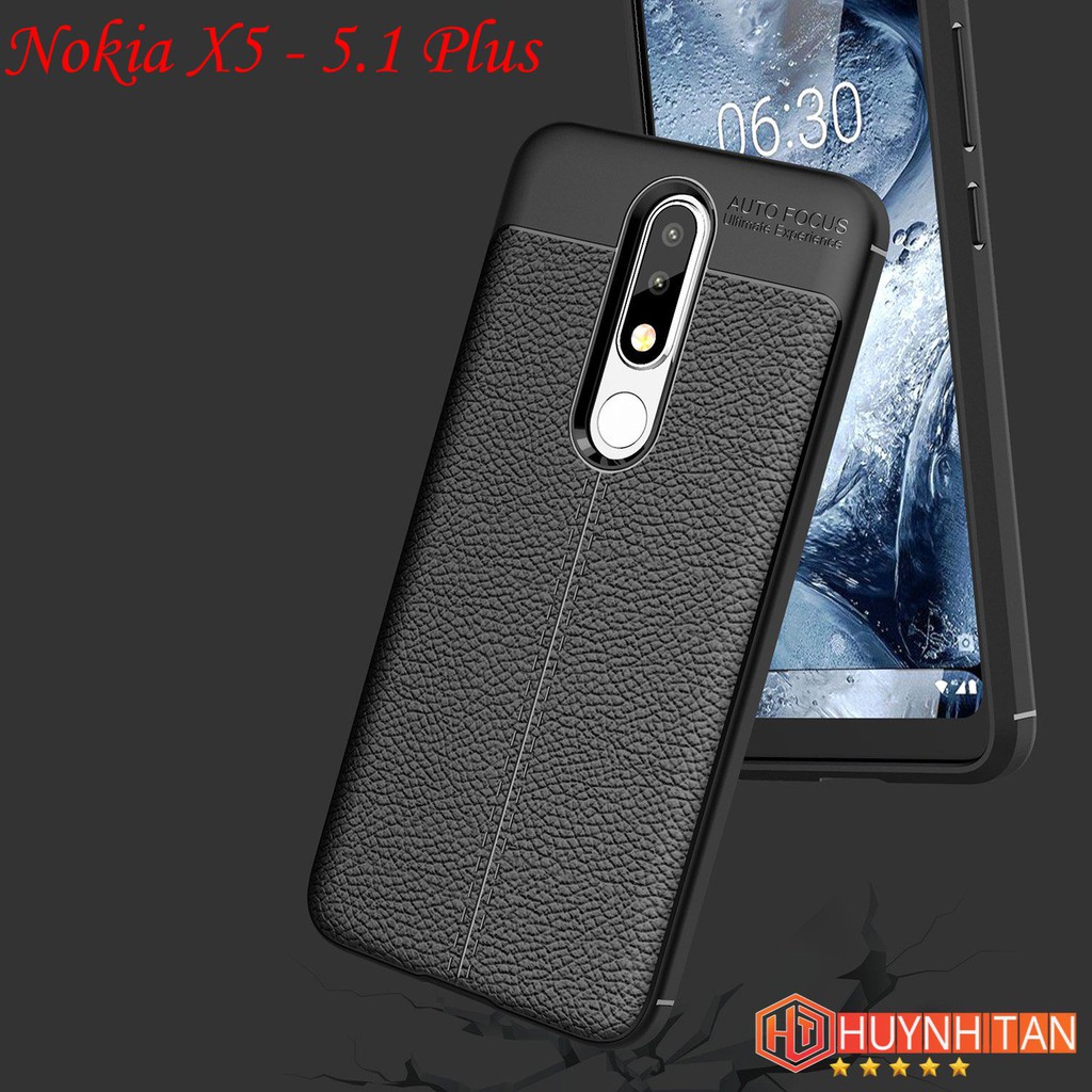 Ốp lưng Nokia X5 - 5.1 Plus vân da dẻo mỏng chống bám vân tay ( full màu)