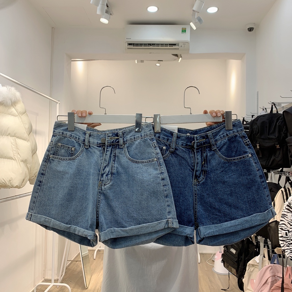 2101370 Quần short bò - quần short jeans nữ 2 màu xanh đậm, xanh nhạt có size