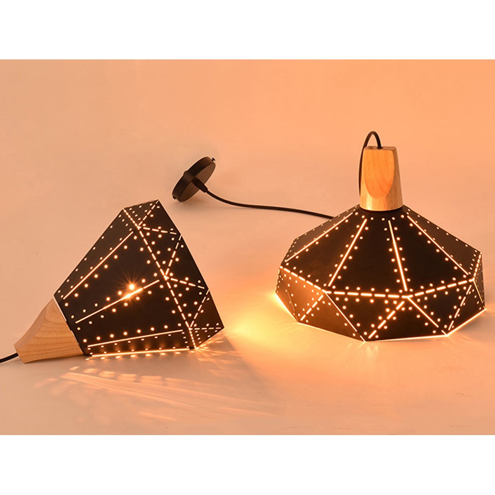 Đèn thả kim cương đuôi gỗ dáng hình nón TN16 - Chưa bao gồm bóng - Bảo hành 1 năm