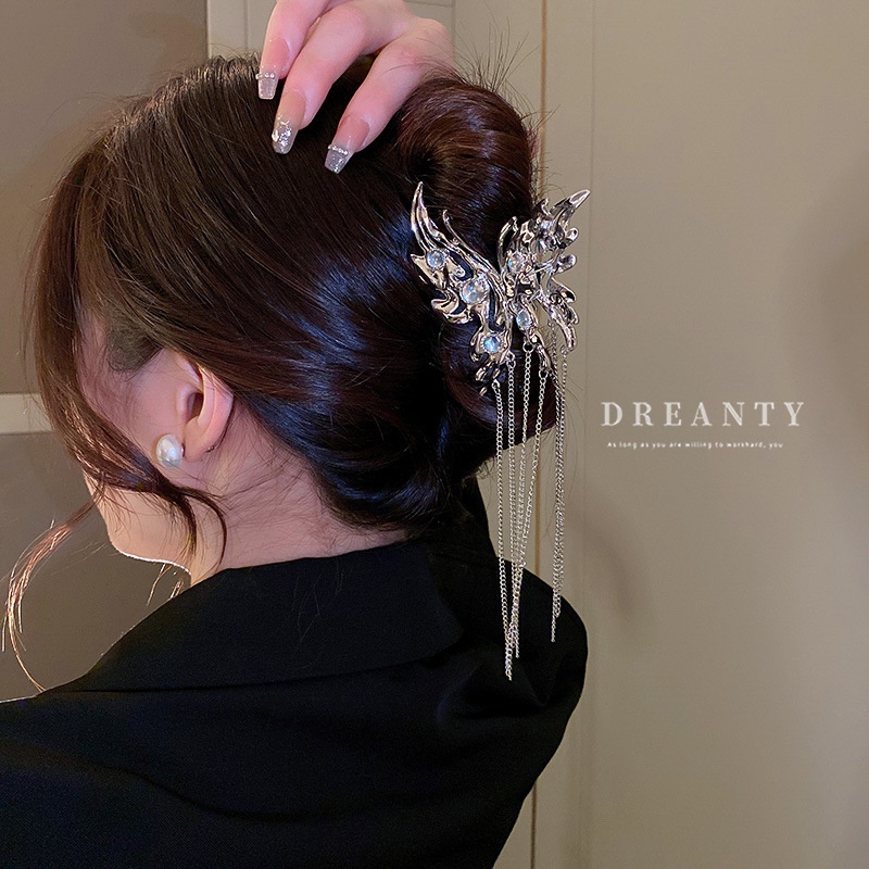 Kẹp Tóc Cá Mập Đính Đá Mặt Trăng Và Bướm Độc Đáo