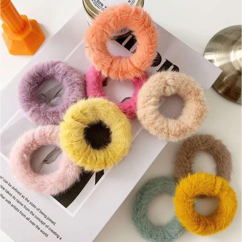 Dây cột tóc lông nhiều màu ngẫu nhiên xinh xắn thời trang cho nữ