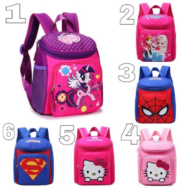 Balo chống gù cho bé mẫu giáo hình Hello Kitty hồng đậm