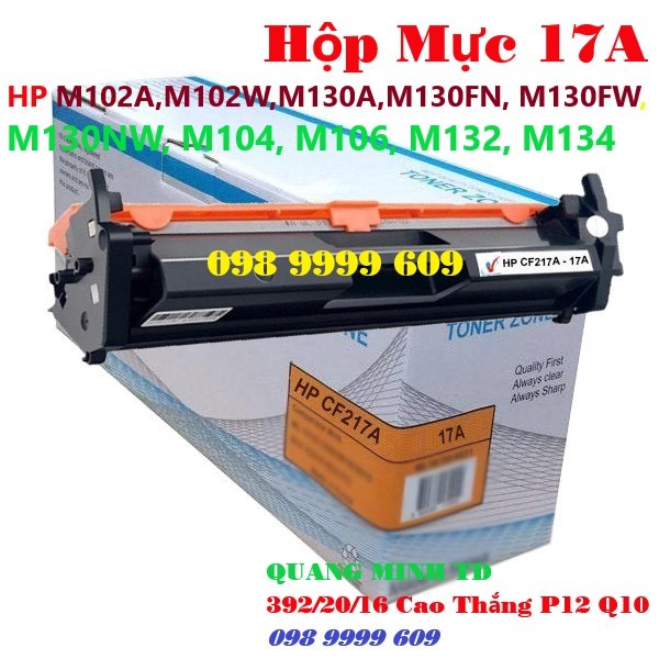 Hộp Mực &amp; Cụm Drum 17A có chip- HP M102W, M102A, M130A, M130FN, M130FW, M130NW, M104, M106, M132, M134- CF217A [Full Box