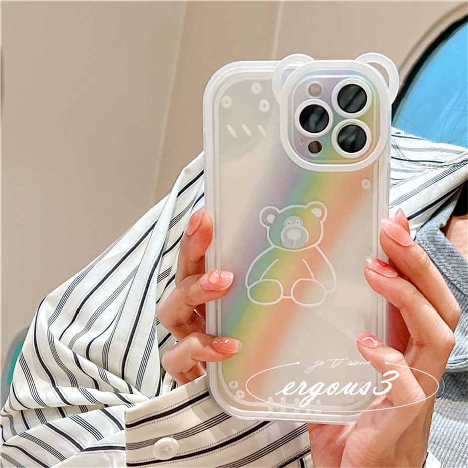 Ốp Điện Thoại Mềm Trong Suốt Họa Tiết Gấu Cầu Vồng Cho iPhone 14 13 12 11 Pro Max SE2020 X XR Xs Max 7 8 6 6s Plus