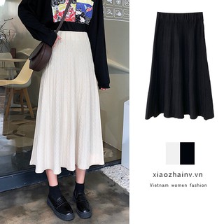 Xiaozhainv Chân váy dệt kim phong cách vintage