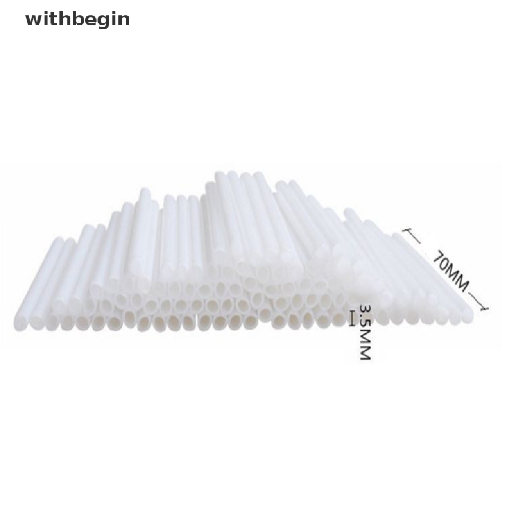 Set 100 Que Nhựa Làm Kẹo Mút Ống Màu Trắng