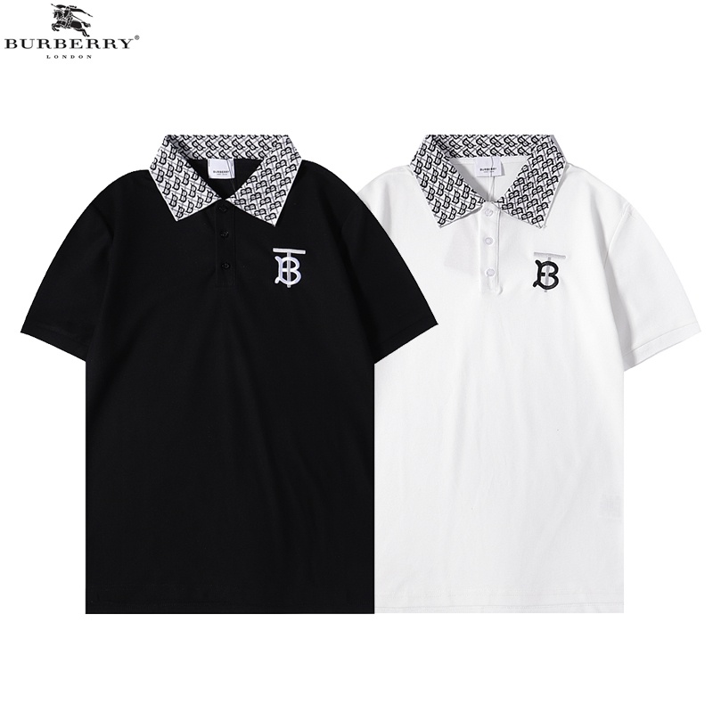 Áo polo tay ngắn thêu chữ phong cách BURBERRY TB tùy chọn màu sắc
