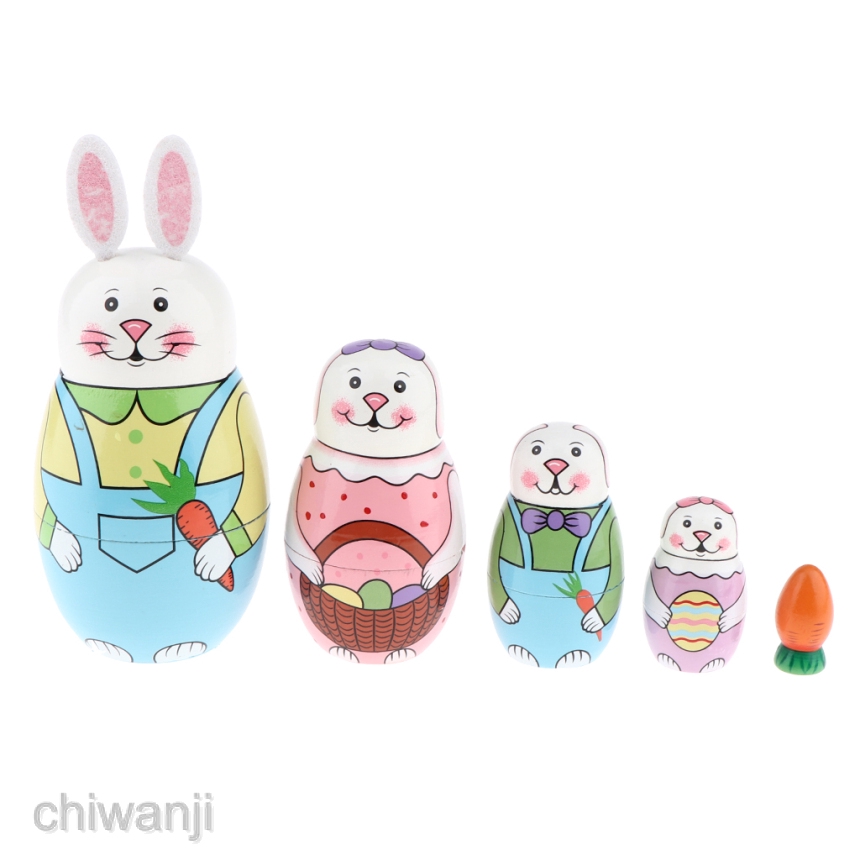 Bộ 5 Búp Bê Nga Bằng Gỗ Dễ Thương