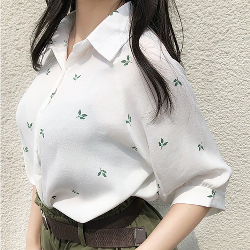 [Baywellfashion]Áo kiểu tay dài phối nút hoạ tiết thêu phong cách Vintage cho phái nữ | BigBuy360 - bigbuy360.vn