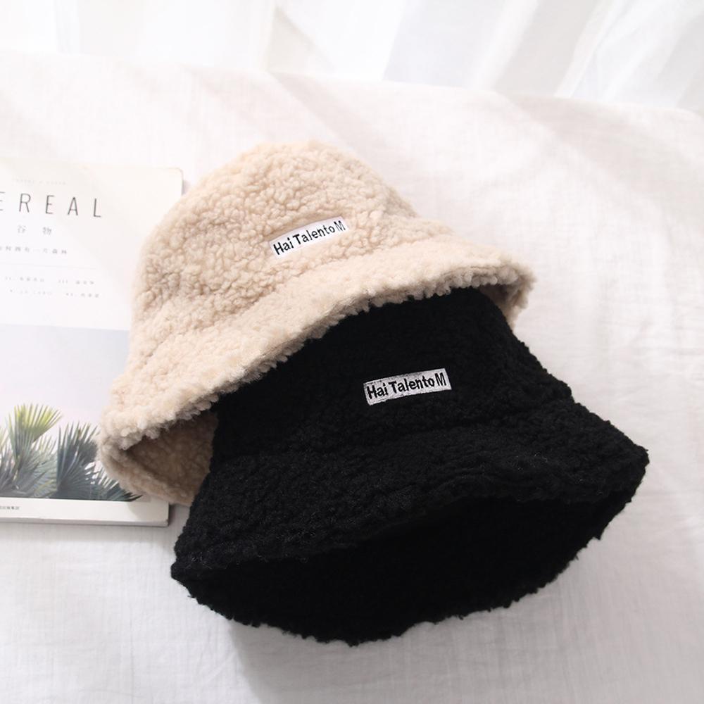 Mũ Bucket WMES15H Phối Lông Màu Trơn Ấm Áp Thời Trang Mùa Đông Mới