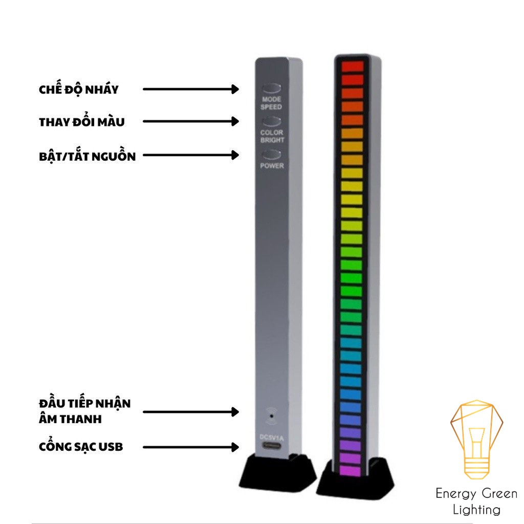 Thanh Đèn LED RGB Energy Green Lighting SF06 Nháy Theo Nhạc - Đèn TikTok Trang Trí - Decor 16 Triệu Màu Cảm Ứng Âm Thanh