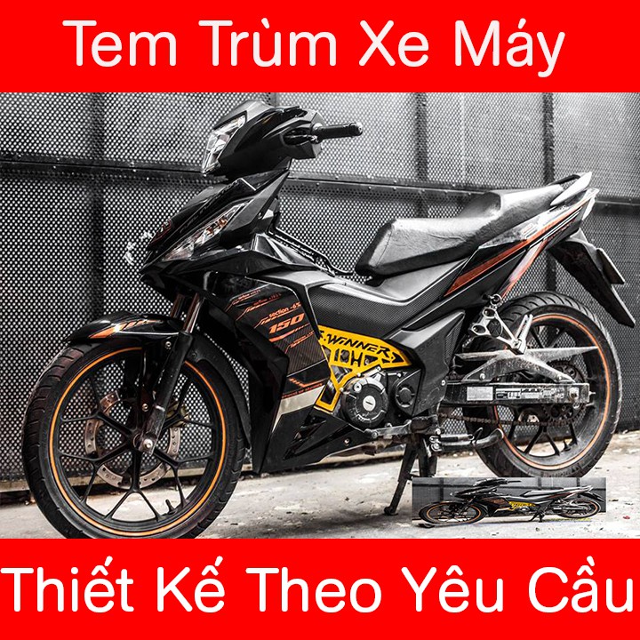 Tem Trùm Winner 150 Đen Bóng Viền Cam