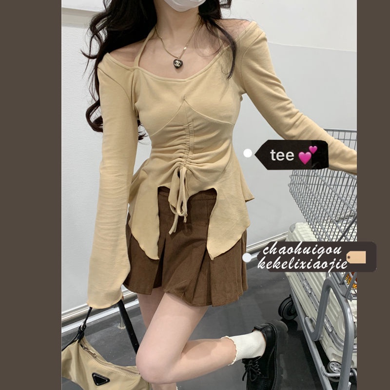 Set Áo Thun Dài Tay + Chân Váy Kaki Lưng Cao Thời Trang Hè Mới Cho Nữ