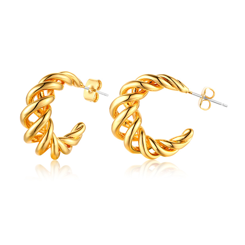 Khuyên tai VNOX thiết kế xoắn ốc màu vàng kim duyên dáng