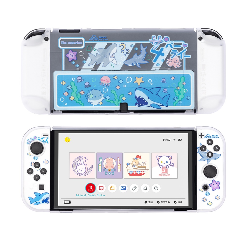Vỏ Cứng Trong Suốt Bảo Vệ Máy Chơi Game Nintendo Switch OLED Baby Shark