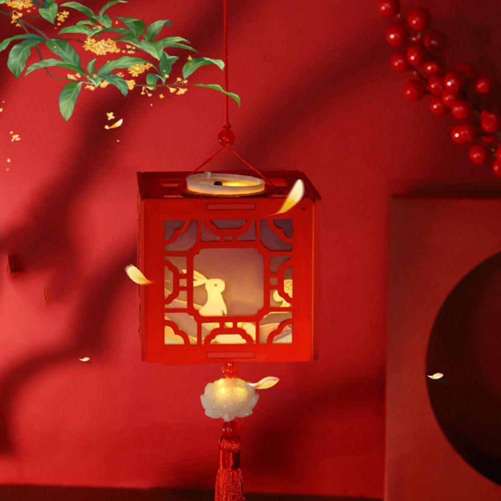 Lồng Đèn Gỗ Hình Khối Lập Phương Trung Quốc Truyền Thống DIY 3 Vừa