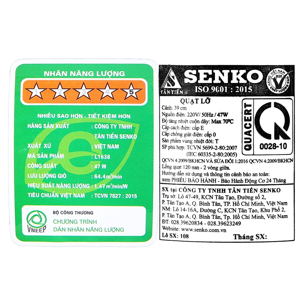Quạt lửng thân nhựa Senko L1638