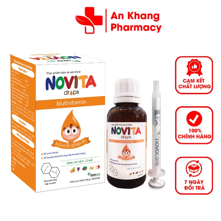 Vitamin Tổng Hợp NOVITA DROPS- Bổ Sung Vitamin Thiết Yếu Dạng Nhỏ Giọt Chính Xác Cho Bé