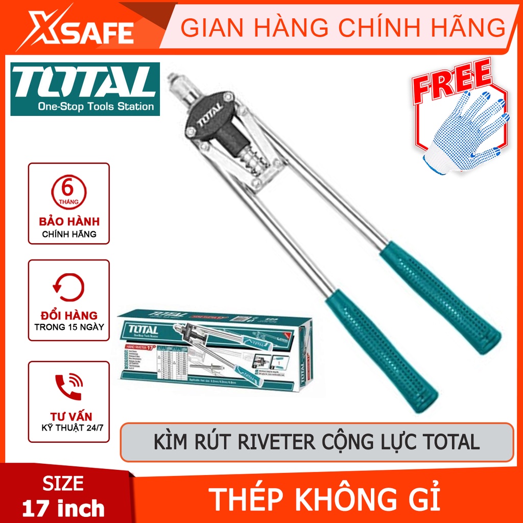 Kềm rút rivet 17 inch TOTAL THT32176 Kìm rút riveter cộng lực size 17, kích thước áp dụng 3.2mm, 4mm, 4.8mm - [XSAFE]
