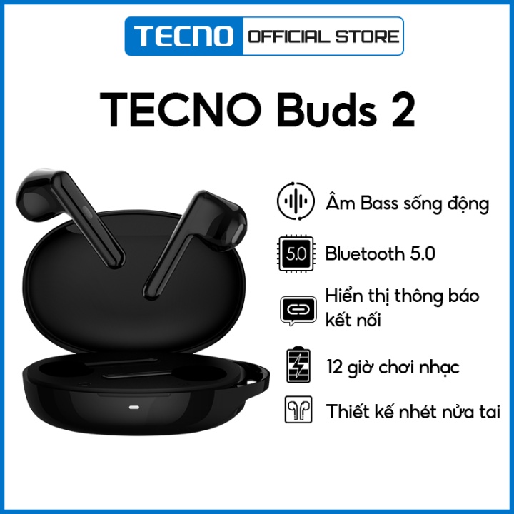 Tai nghe không dây kết nối Bluetooth TECNO BUDS 2 Microphone gắn trong Thiết kế tinh tế