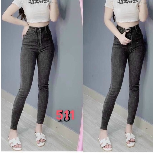 Quần Jean Nữ Lưng Cao 💖FREESHIP💖 Quần Bò Nữ Phối 2 Cúc Ngang Sang Chảnh Thời trang Chuẩn Hàng Shop Lady Fashion - QJNU4