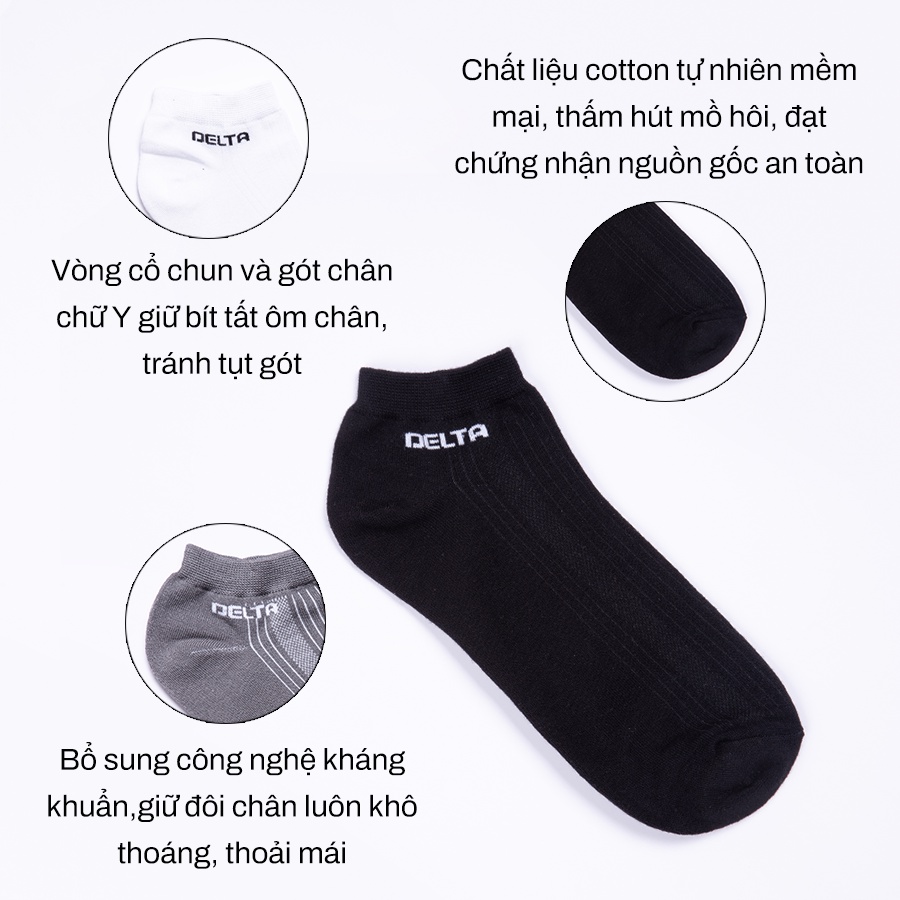 Vớ ngắn unisex Delta SO001U0 cotton tự nhiên, mềm nhẹ và thoáng mát