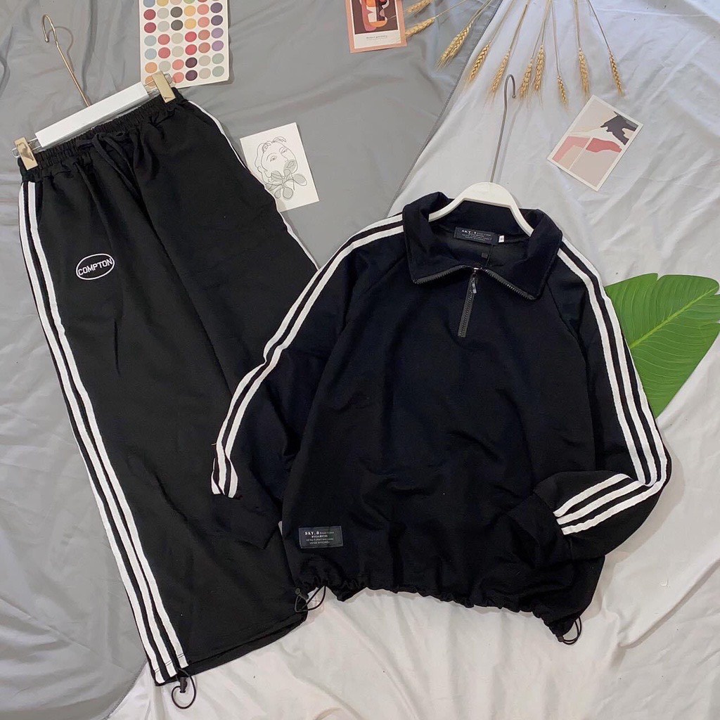 set thể thao nữ 3 sọc ulzzang cổ bẻ🌸Set bộ nỉ thể thao dài tay nam nữ form rộng unisex ROUGH RIDERS🌸 freeship🌸 sale | BigBuy360 - bigbuy360.vn