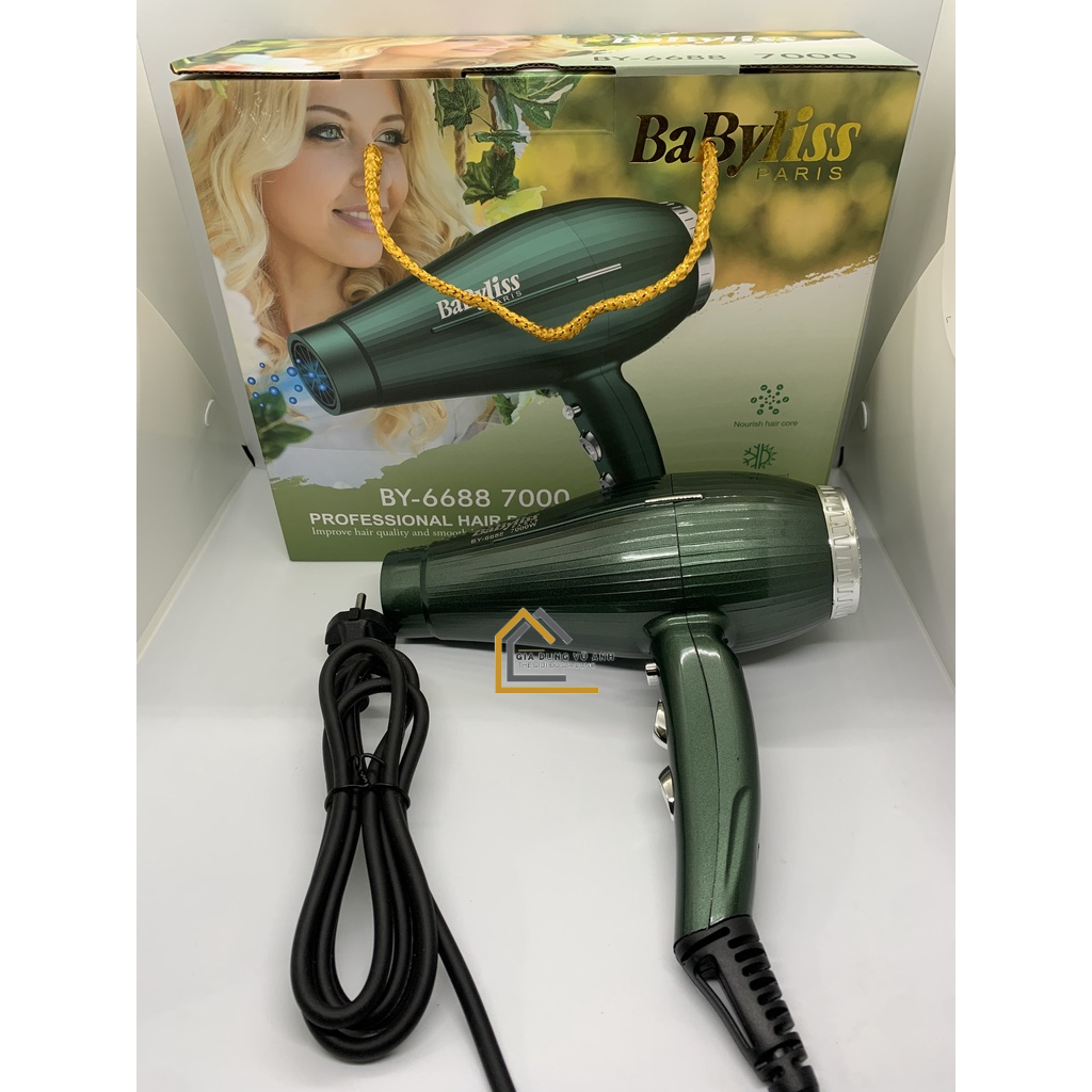 Máy sấy tóc , máy sấy tóc công suất lớn 2 chiều nóng lạnh BABYLISS 6688 7000W tặng kèm đầu thổi bảo hành 6 tháng
