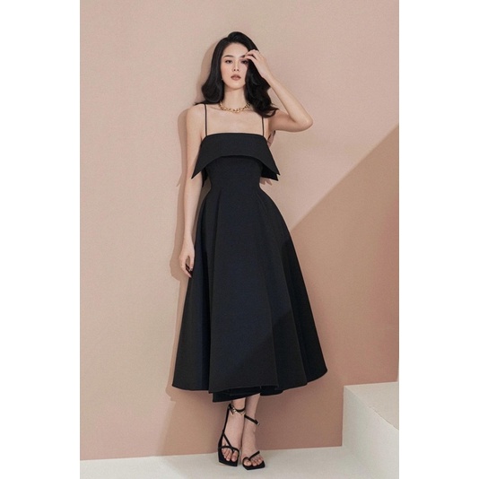 CALANTHA DRESS BY CHAMS- Đầm xoè kiểu hai dây cúp ngực phối bèo