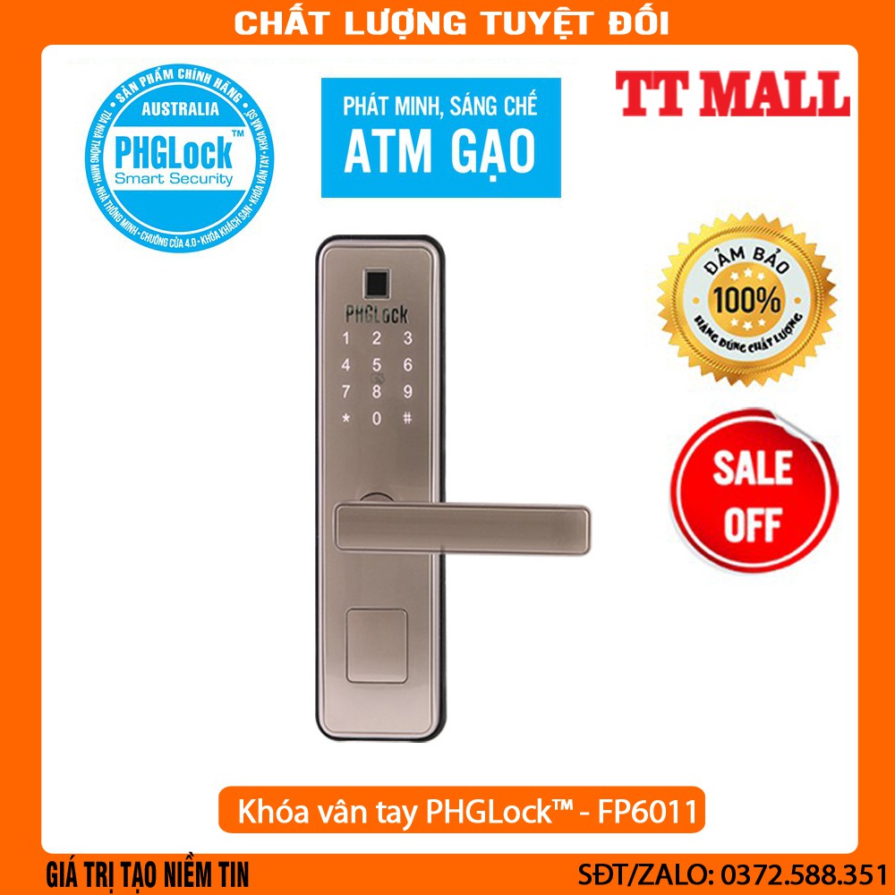 Khóa vân tay,mã số,thẻ từ cho cửa phòng PHGLock™ - FP6011 chính hãng bảo hành 24 tháng .