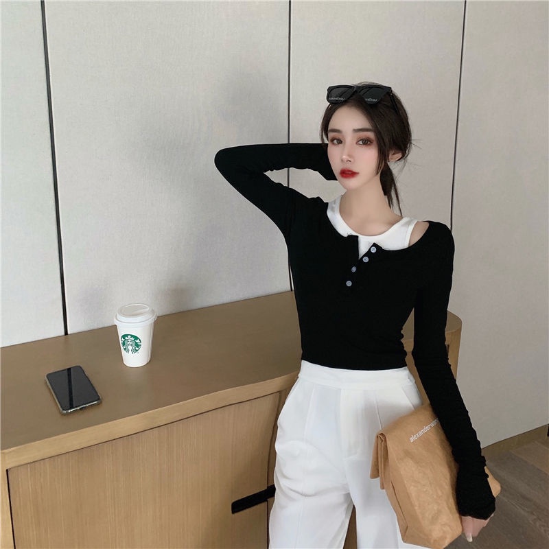 Áo thun COZOKC tay dài trễ vai dáng ôm thời trang