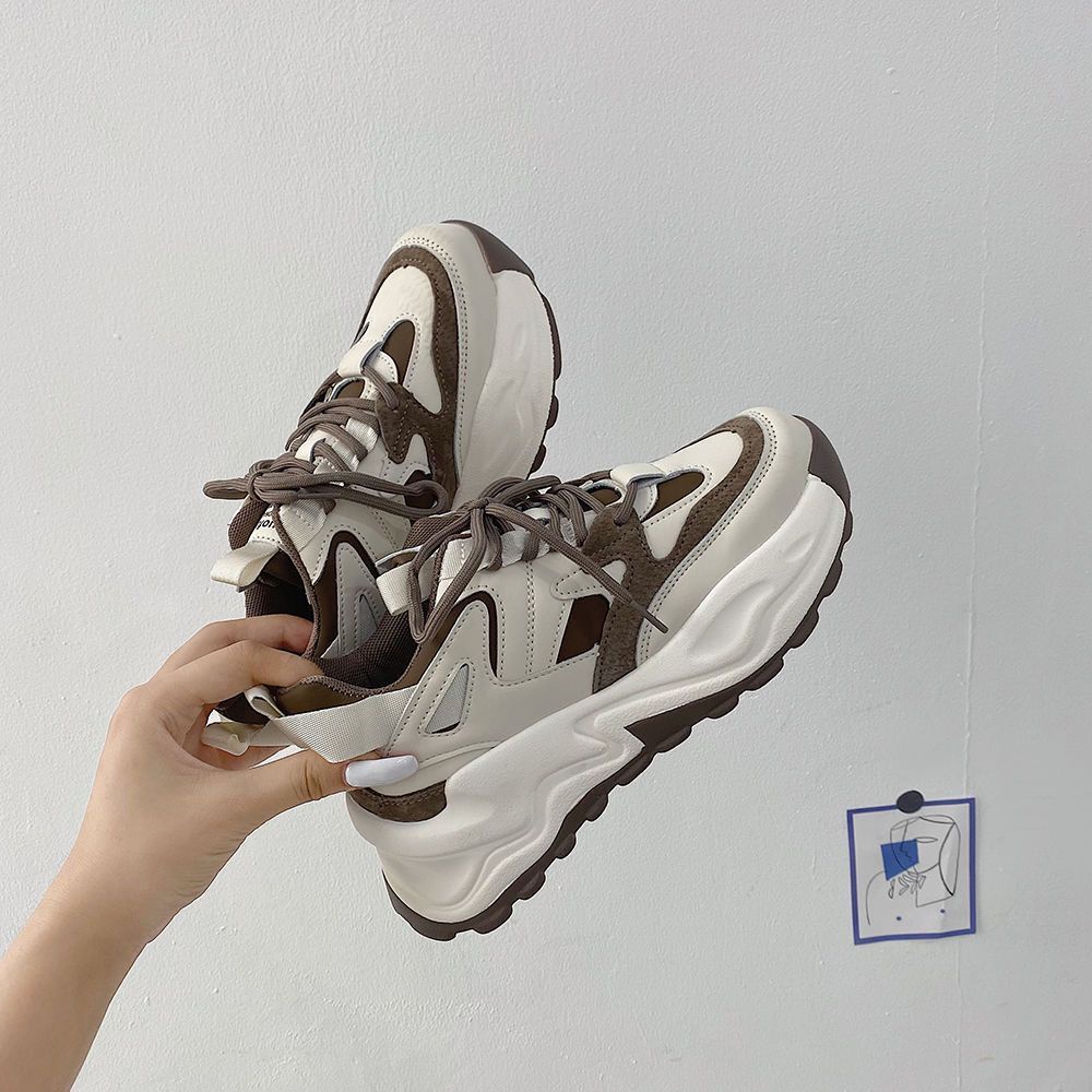 Giày Thể Thao Da Đế Dày Màu Đen Thời Trang Mùa Xuân Cho Nữ