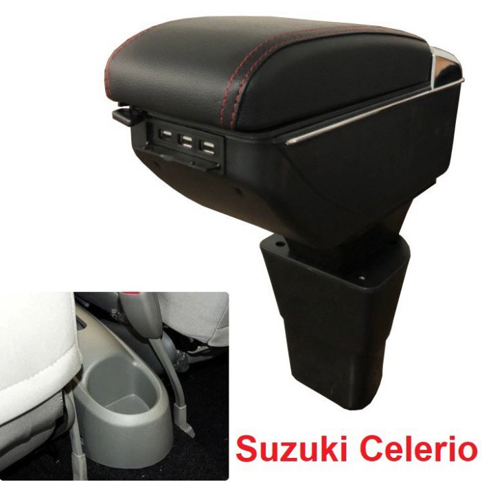 Sản Phẩm Hộp tỳ tay xe hơi, ô tô dành cho xe Suzuki Celerio tích hợp 7 cổng USB mã DUSB-LVA: Màu Đen và Kem .