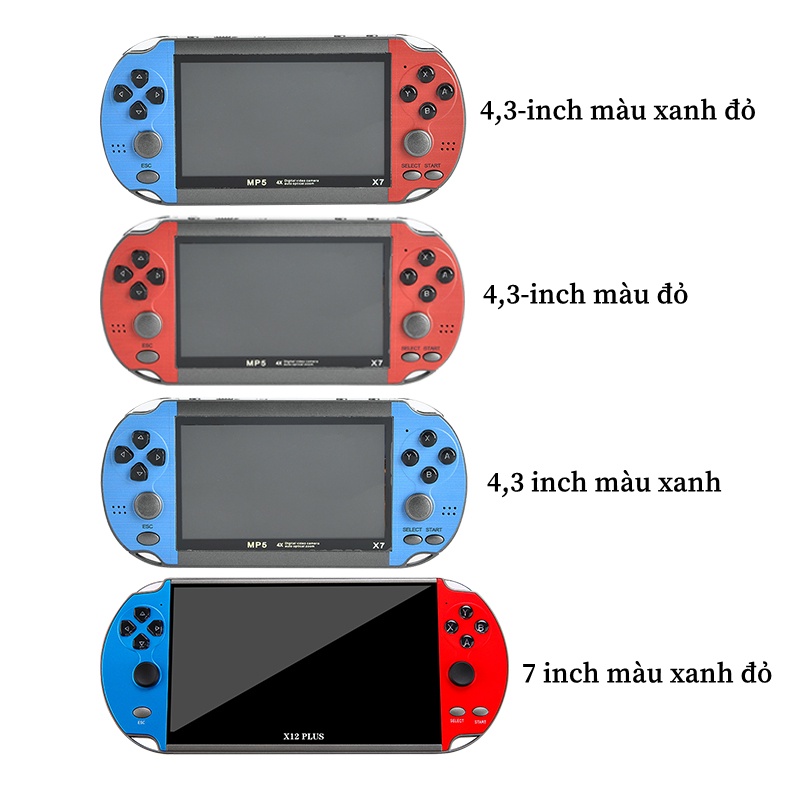 Máy chơi game cầm tay X7/ X12 màn hình 4.3/7 inch cài sẵn 1000+game hỗ trợXem phim Nghe nhạc Đọc sách