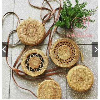 (HCM) Túi cói mây tròn vintage đường kính 20 cm