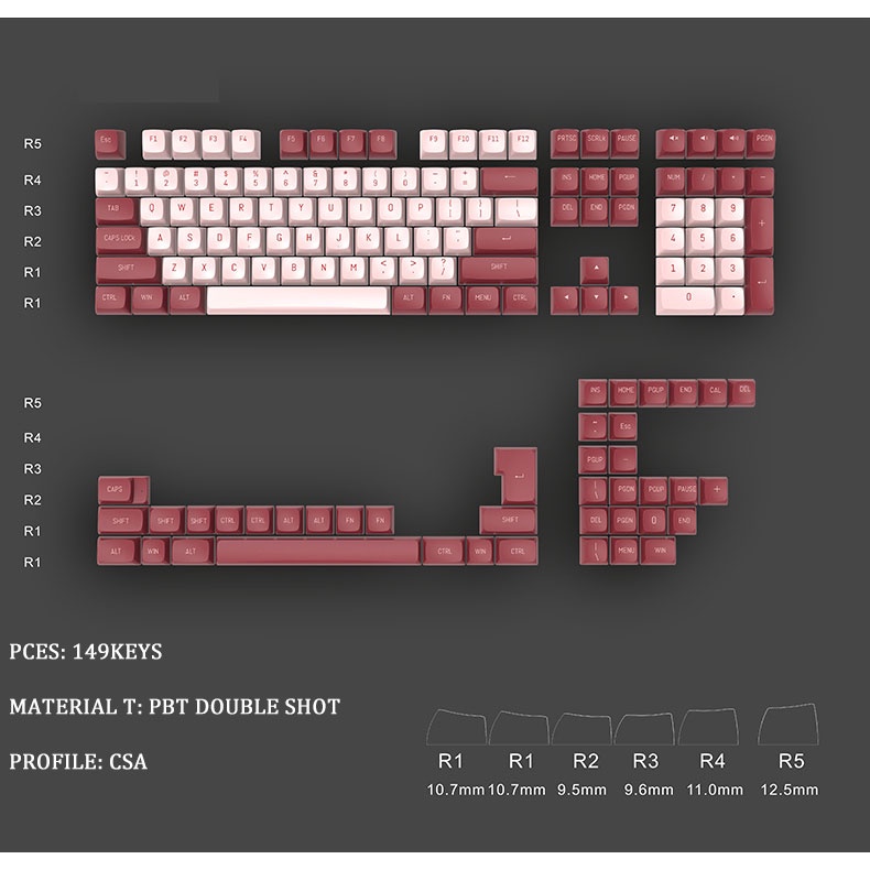 New arrivals PBT keycaps csa profile Double Shot  149keys mechanical keyboard keycap 61 68 84 87 980 100 104 108