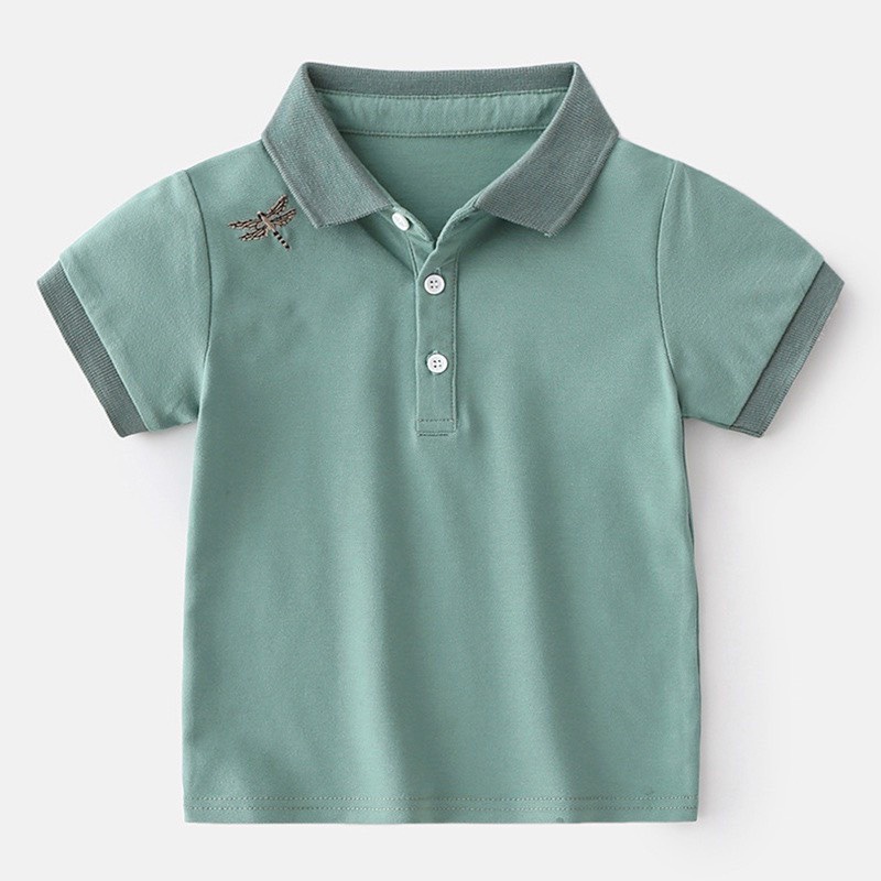 Áo thun cộc tay cho bé, Áo polo có cổ thêu hình Chuồn Chuồn cho bé trai - Kids House