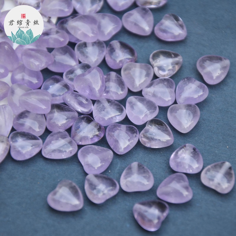 Ice Yingge Dây Chuyền Mặt Hình Trái Tim Lỗ Thẳng Bằng Thạch Anh Tím Nguyên Chất Tự Nhiên Tinh Khiết