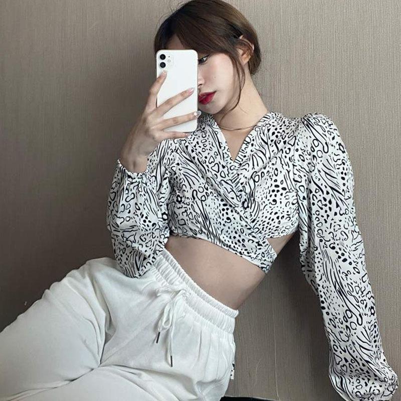 Áo Croptop Tay Dài Hở Lưng Cột Nơ Thời Trang Quyến Rũ Cho Nữ